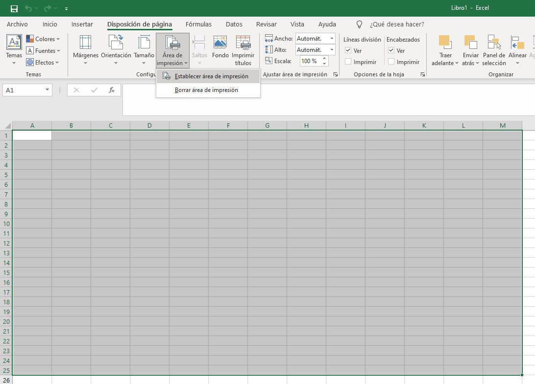 Áreas de impresión en Excel